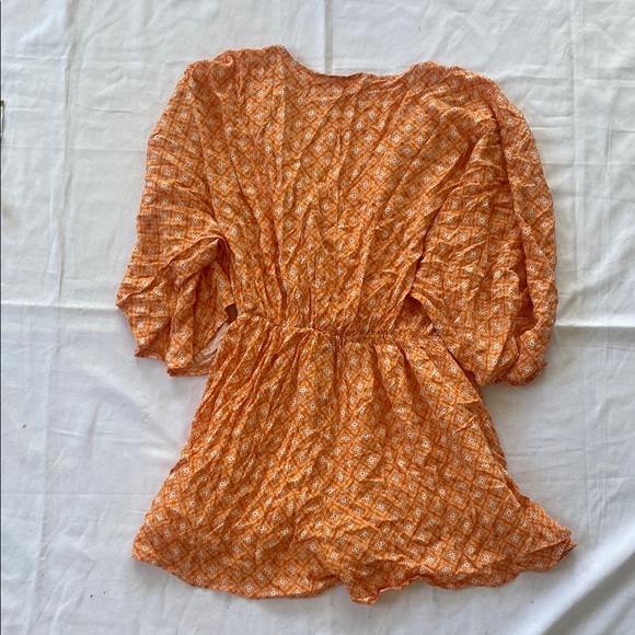 Pink Lily Orange Floral Romper - Picture 4 of 4